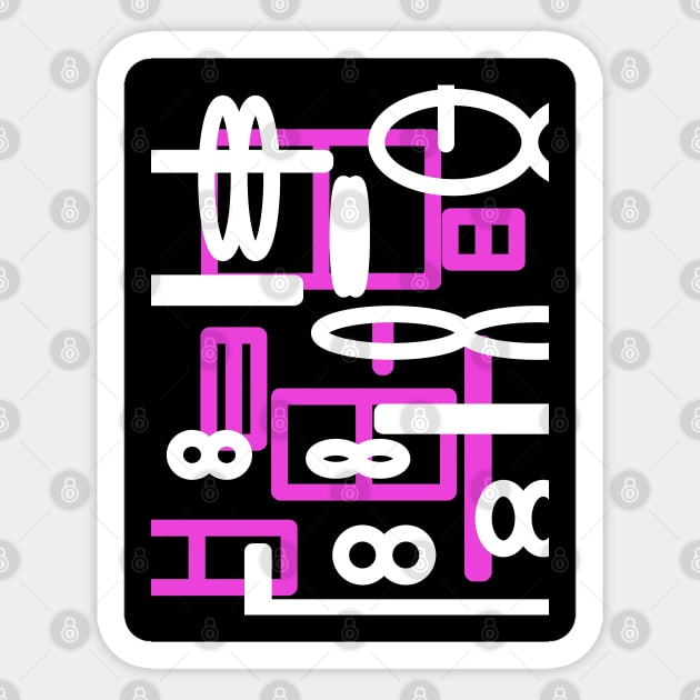 Pink  and black geometric abstract art desig Sticker by VICTIMRED